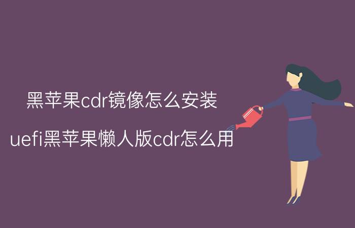 黑苹果cdr镜像怎么安装 uefi黑苹果懒人版cdr怎么用？